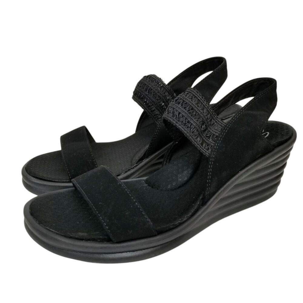 Skechers Women's Rumblers Rave Drama Diva Wedge Slingback Memory Foam Sandals 11
